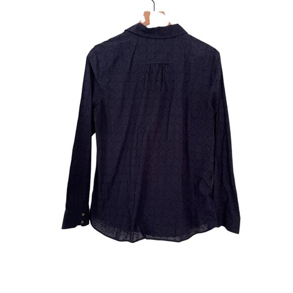 Talbots Womens Long Sleeve Navy Blue Button Down Shirt Size Large - Picture 4 of 4